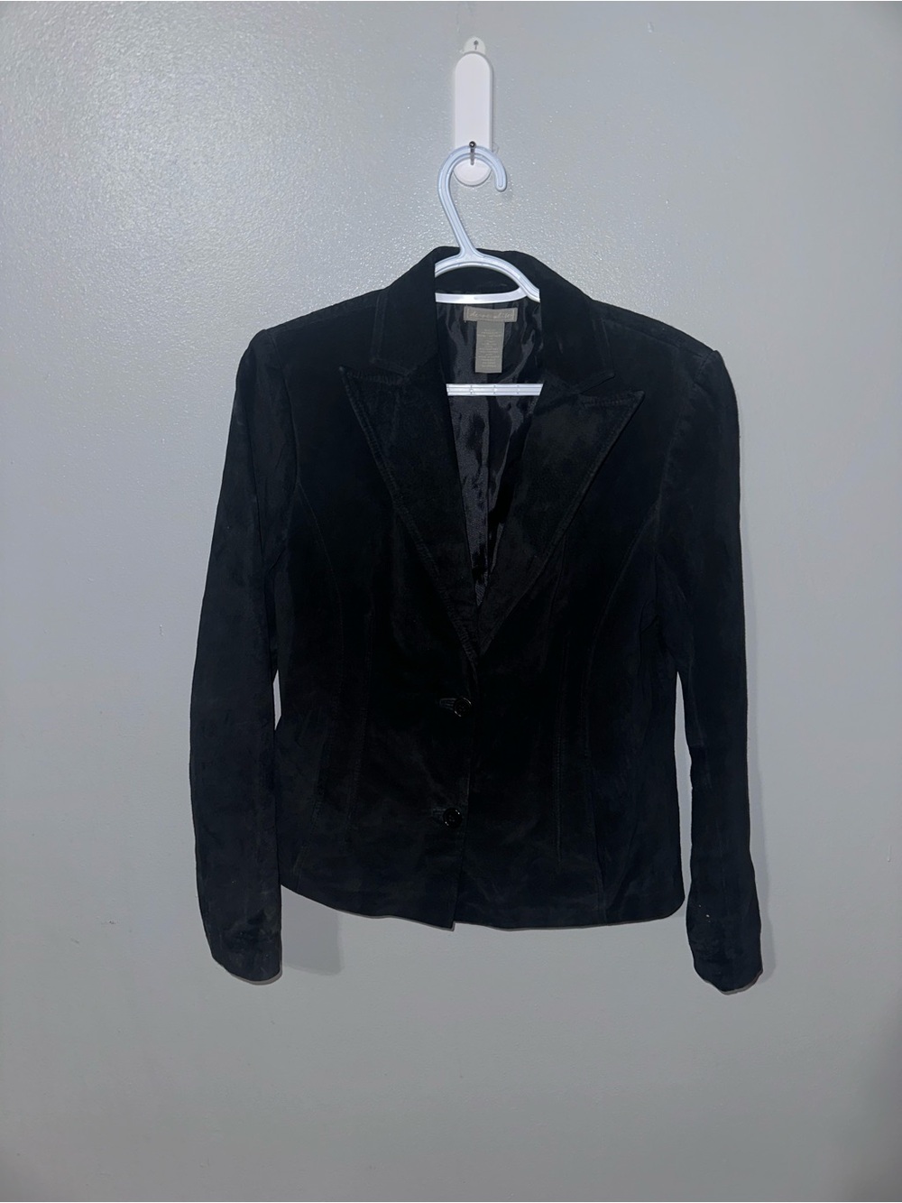 Womens Black Suede Blazer Jacket - Classic Tailored Style